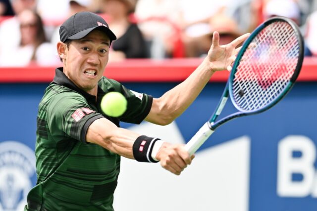 Japan's Kei Nishikori rallied for a first-round victory at the ATP Montreal Masters