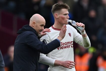 Manchester United manager Erik ten Hag (left) did not want to lose Scott McTominay (right)