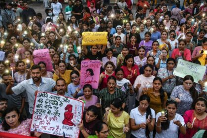 Nurses in the Indian city of Chandigarh took part in a candlelight vigil to condemn the ra