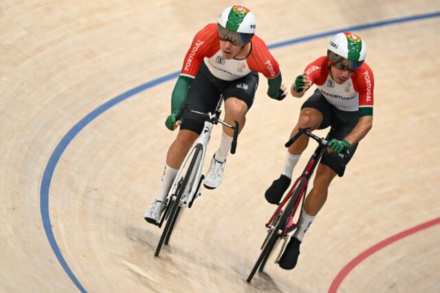 Portugal's Iuri Leitao and Rui Oliveira won the men's track cycling madison final at the P