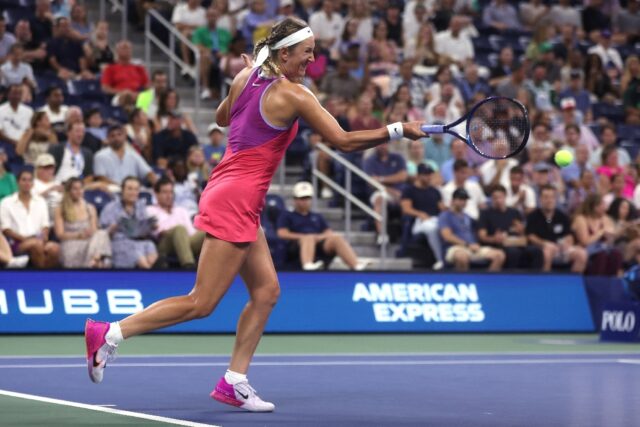 'Weird and awkward': Victoria Azarenka returns a shot against Clara Burel