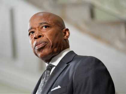 FILE - New York City Mayor Eric Adams speaks to members of the press at a news conference