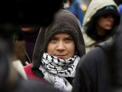 Swedish environmental activist Greta Thunberg attends a demonstration against the A69 moto