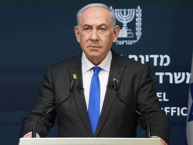 Israeli Prime Minister Benjamin Netanyahu speaks during a news conference in Jerusalem, Mo