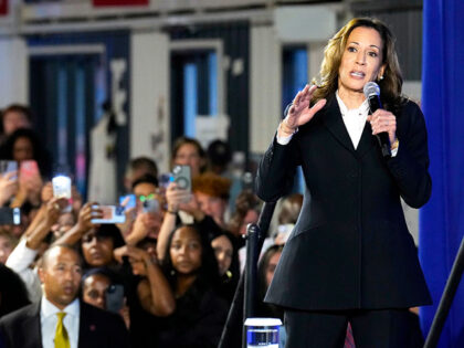 Democratic presidential nominee Vice President Kamala Harris speaks at a watch party at Ch