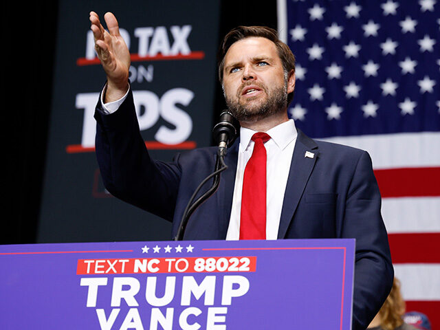 Republican vice presidential nominee Sen. JD Vance, R-Ohio, speaks at a campaign event in