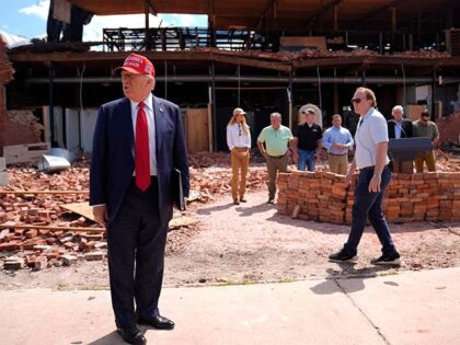 Republican presidential nominee former President Donald Trump tours downtown Valdosta, Ga.