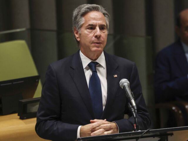 U.S. Secretary of State Antony Blinken speaks during the High-Level Meeting on Addressing