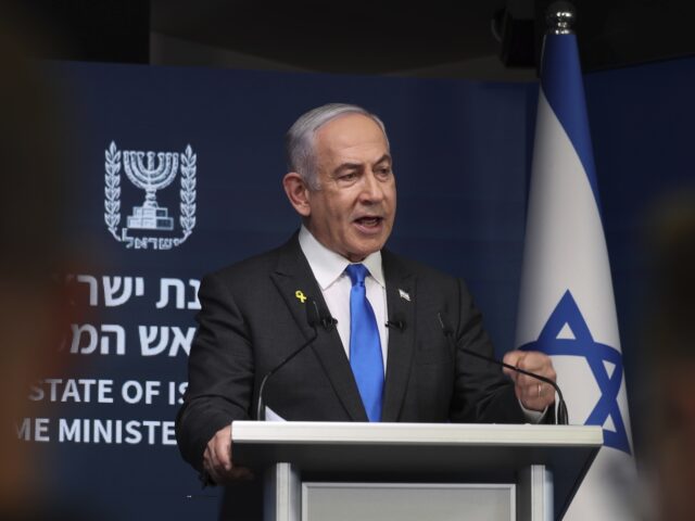 Israeli Prime Minister Benjamin Netanyahu speaks during a press conference at the Governme