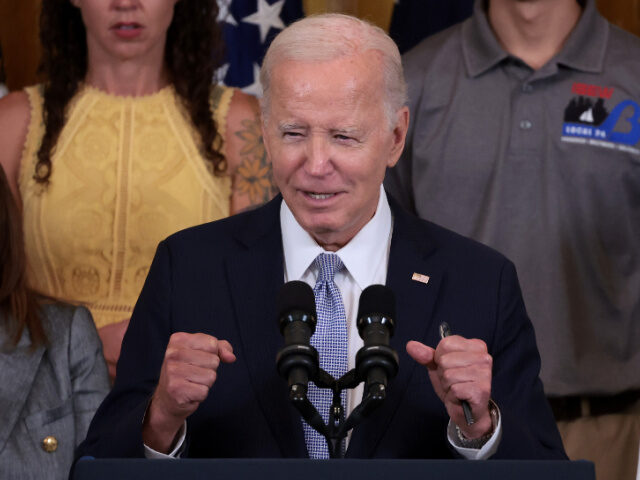 WASHINGTON, DC - AUGUST 16: U.S. President Joe Biden delivers remarks on the first anniver