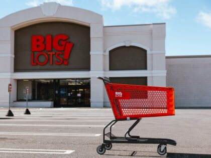 A shopping cart outside a Big Lots store in Kingston, New York, US, on Friday, Feb. 16, 20