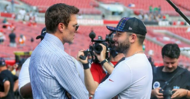 NextImg:Tom Brady Has Epic Comeback to Baker Mayfield's Stressful Locker Room Remark