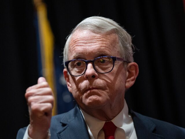 MORAINE, OHIO - NOVEMBER 4: Ohio Governor Mike DeWine speaks at a campaign stop at The Man