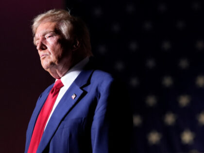 Republican presidential nominee former President Donald Trump speaks during a campaign eve