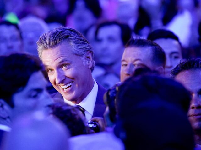 Gavin Newsom, governor of California, during a ceremonial roll call vote during the Democr