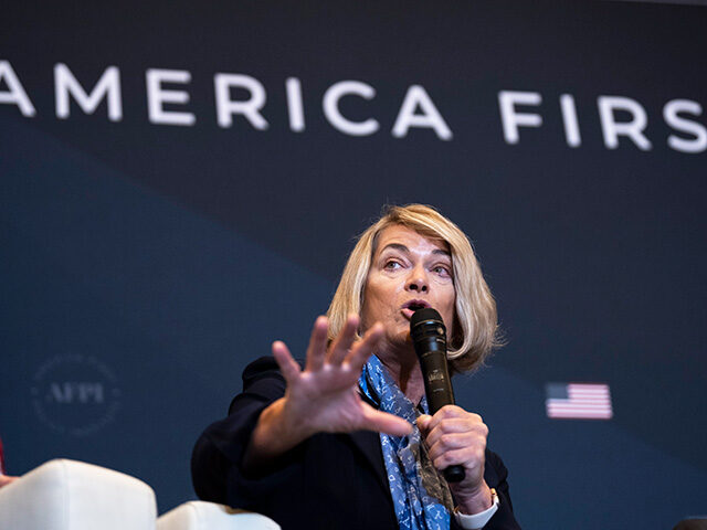 Sen. Cynthia Lummis (R-WY) speaks during a panel discussion on the economy during the Amer