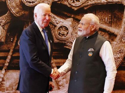 Prime Minister Narendra Modi of India welcomes US President Joe Biden for the G20 Leaders'