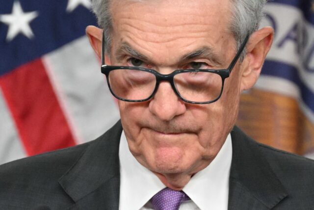 TOPSHOT - US Federal Reserve Chairman Jerome Powell holds a press conference at the end of