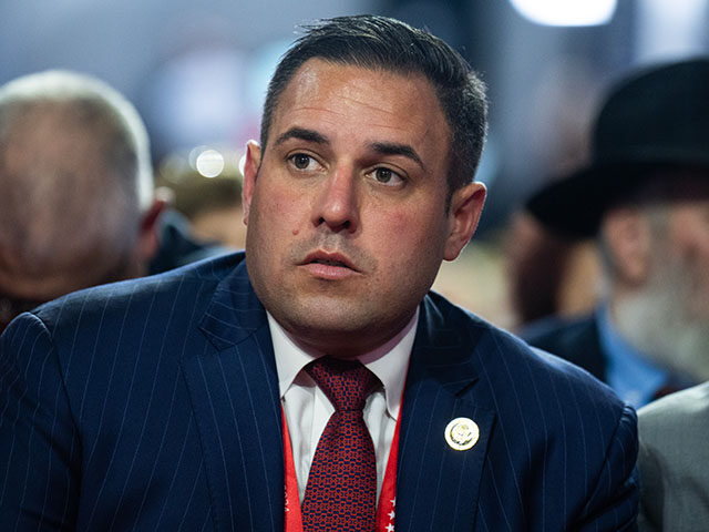 Rep. Anthony D'Esposito, R-N.Y., is seen in the Fiserv Forum on the third night of the Rep