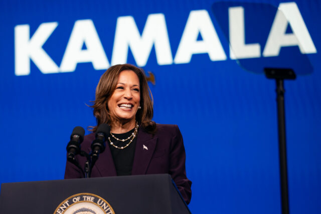 HOUSTON, TEXAS - JULY 25: Vice President Kamala Harris speaks at the American Federation o