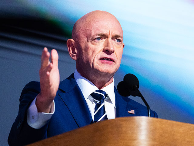 Sen. Mark Kelly, D-Ariz., speaks on the final night of the Democratic National Convention