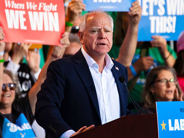 Democratic vice presidential nominee Minnesota Gov. Tim Walz speaks at Laborfest on Septem