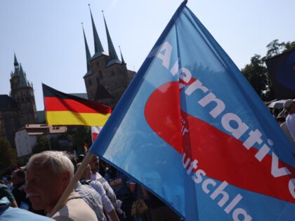 ERFURT, GERMANY - AUGUST 31: Supporters of the far-right Alternative for Germany (AfD) pol