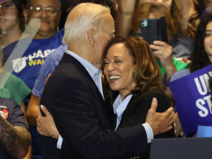 PITTSBURGH, PENNSYLVANIA - SEPTEMBER 02: U.S. President Joe Biden embraces Democratic pres