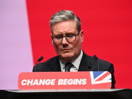 LIVERPOOL, ENGLAND - SEPTEMBER 24: Prime Minister Keir Starmer delivers his keynote speech