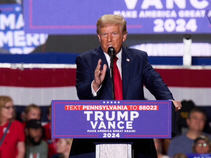 Former US President and Republican presidential candidate Donald Trump speaks during a cam