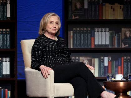 LOS ANGELES, CALIFORNIA - SEPTEMBER 20: (L-R) Hillary Rodham Clinton speaks onstage for a