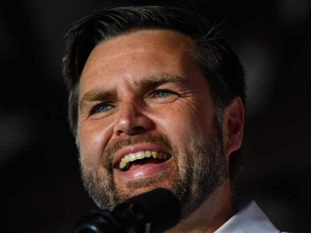 Republican vice presidential nominee, U.S. Sen. J.D. Vance (R-OH) speaks to a crowd during