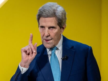 US Presidential Envoy for Climate John Kerry delivers a speech at the Congress centre duri