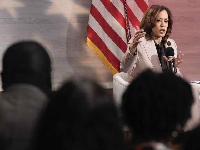 Democratic presidential nominee Vice President Kamala Harris is interviewed by members of