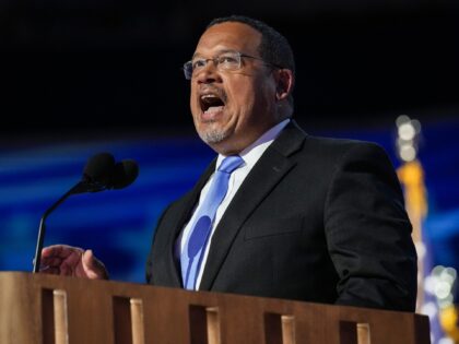 CHICAGO, ILLINOIS - AUGUST 21: Minnesota Attorney General Keith Ellison speaks on stage du