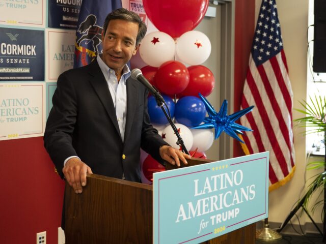 Former Puerto Rico Gov. Luis Fortuno speaks as the "Latino Americans for Trump"