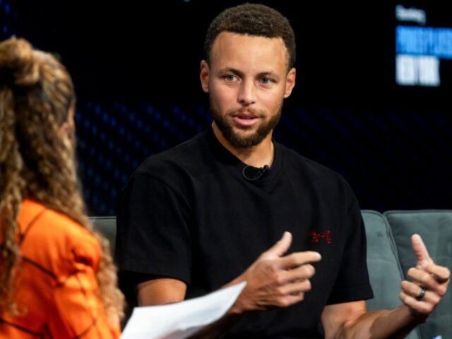 Stephen Curry, basketball player for the NBA's Golden State Warriors, speaks during t