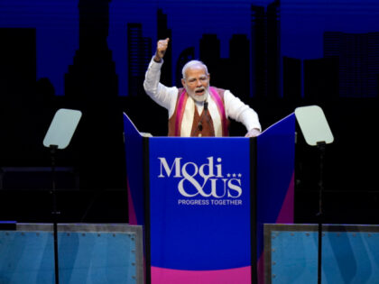 Narendra Modi, Prime Minister of India, speaks at an event in Uniondale, N.Y., Sunday, Sep