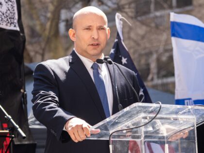 NEW YORK, NEW YORK - APRIL 07: Former Prime Minister of Israel Naftali Bennett speaks at t