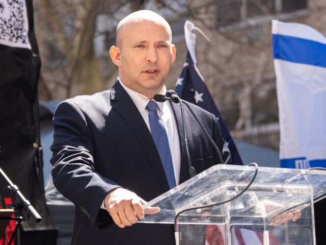 NEW YORK, NEW YORK - APRIL 07: Former Prime Minister of Israel Naftali Bennett speaks at t