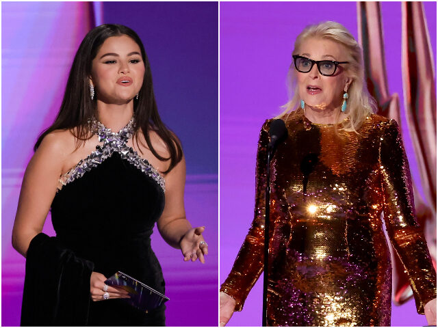 LOS ANGELES, CALIFORNIA - SEPTEMBER 15: (L-R) Martin Short and Selena Gomez speak onstage