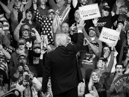 President Donald Trump waves at the audience as he leaves the stage during a campaign rall