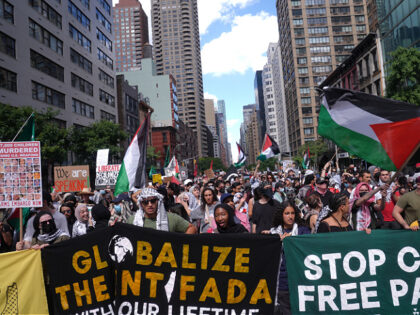 NEW YORK, USA - SEPTEMBER 2: More than 5,000 people gathered at the 'Flood NYC for Gaza' r