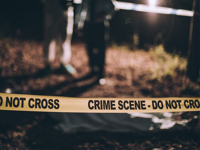 Do not cross - stock photo Group of people, crime scene investigation, police and forensic