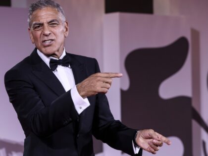 VENICE, ITALY - SEPTEMBER 01: George Clooney attends the "Wolfs" red carpet during the 81s