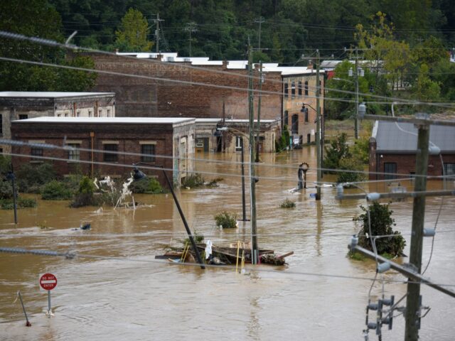 ASHEVILLE, NORTH CAROLINA - SEPTEMBER 28: Heavy rains from hurricane Helene caused record