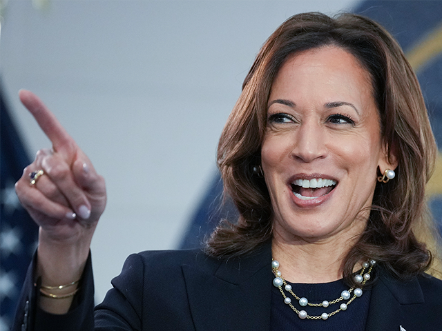 Democratic presidential candidate U.S. Vice President Kamala Harris speaks at a campaign r