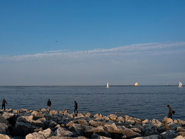 Fisherman on Lake Michigan ahead of the Republican National Convention (RNC) in Milwaukee,