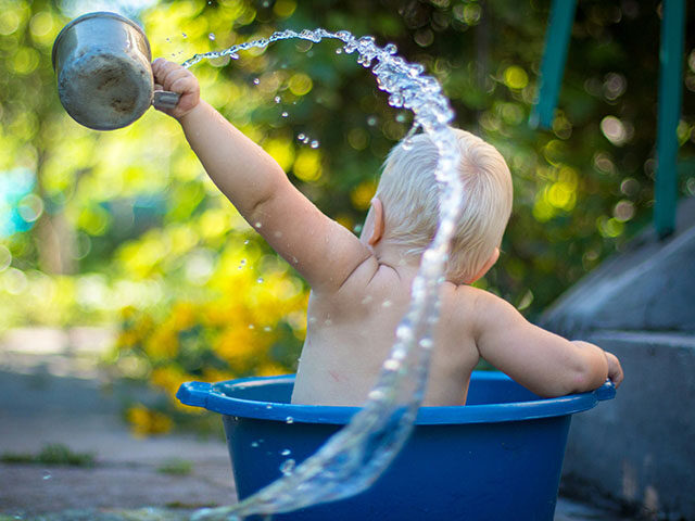 baby taking bath