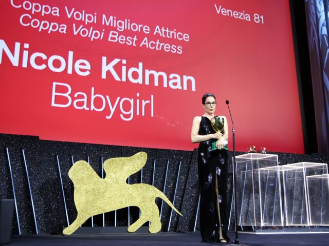 VENICE, ITALY - SEPTEMBER 07: Halina Reijn accepts the Volpi Cup for Best Actress for “B